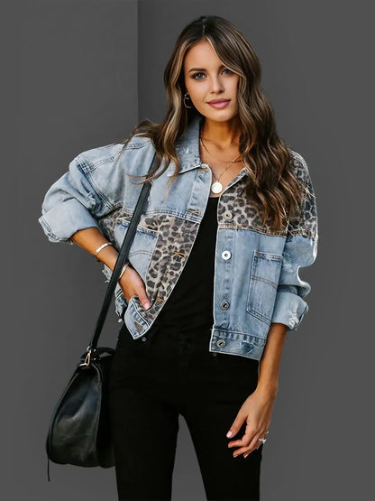 Denim Jacket Met Luipaardprint