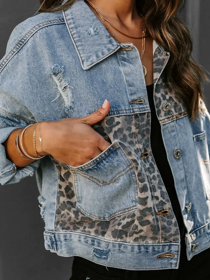 Denim Jacket Met Luipaardprint