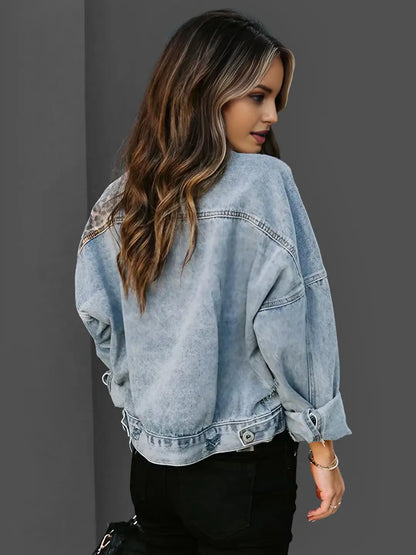 Denim Jacket Met Luipaardprint